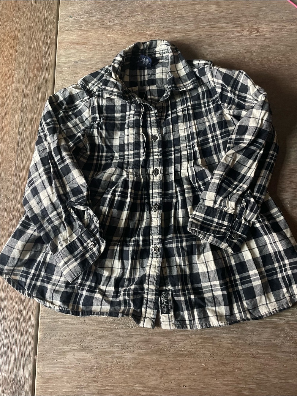 Ralph Lauren Black & White Plaid Button-Front Shirt Dress